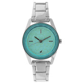 Fastrack, Women's  Watch Analog, Green Dial & Silver Stainless Steel Band, 6144SM02